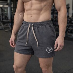Men's Charcoal Athletic Shorts with Logo